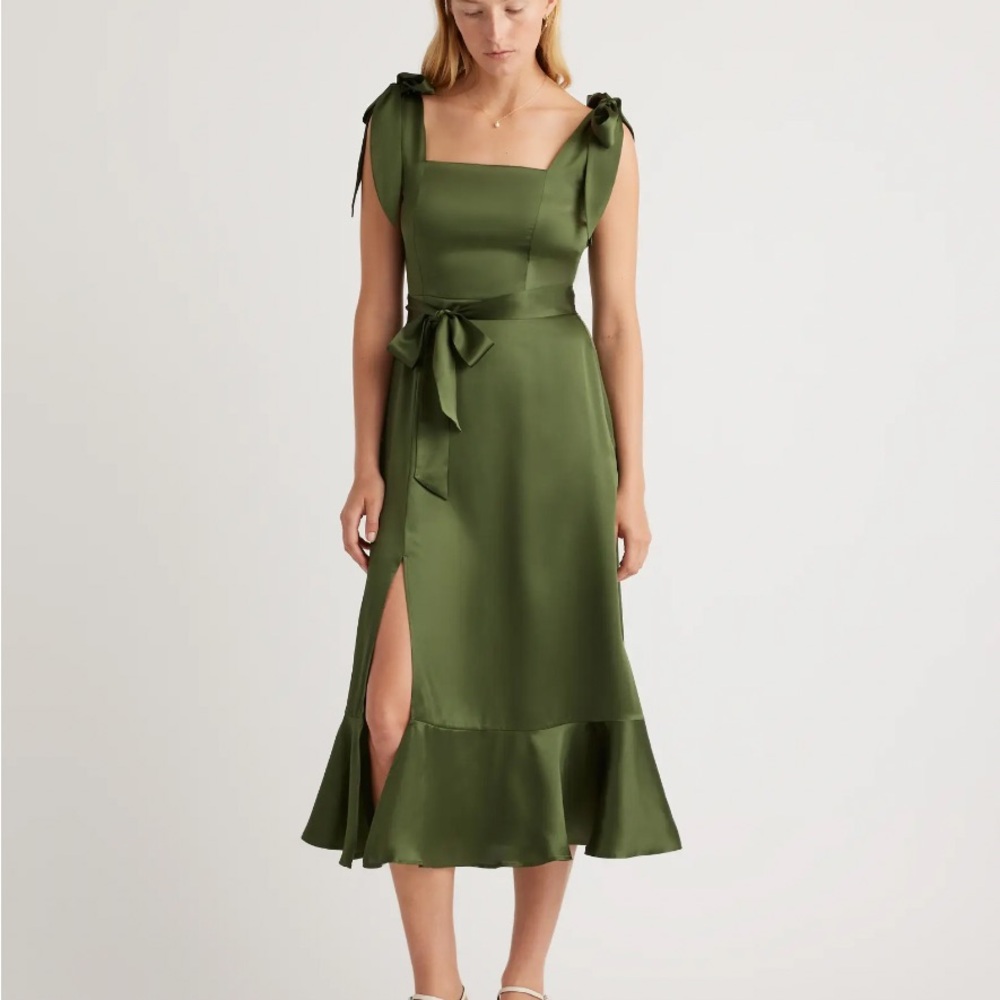 **NAVY Quince Satin Midi Dress